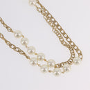 CHANEL Pearl Necklace Metal Gold Tone White CC Auth bs37529V-3