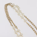 CHANEL Pearl Necklace Metal Gold Tone White CC Auth bs37529V-6