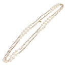 CHANEL Pearl Necklace Metal Gold Tone White CC Auth bs37529V-7