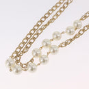 CHANEL Pearl Necklace Metal Gold Tone White CC Auth bs37529V-8