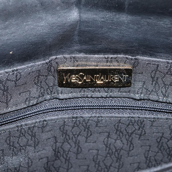Saint Laurent Shoulder Bag Leather Black Gold Auth bs37531