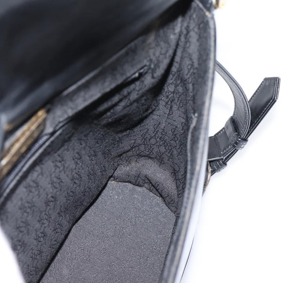 Saint Laurent Shoulder Bag Leather Black Gold Auth bs37531