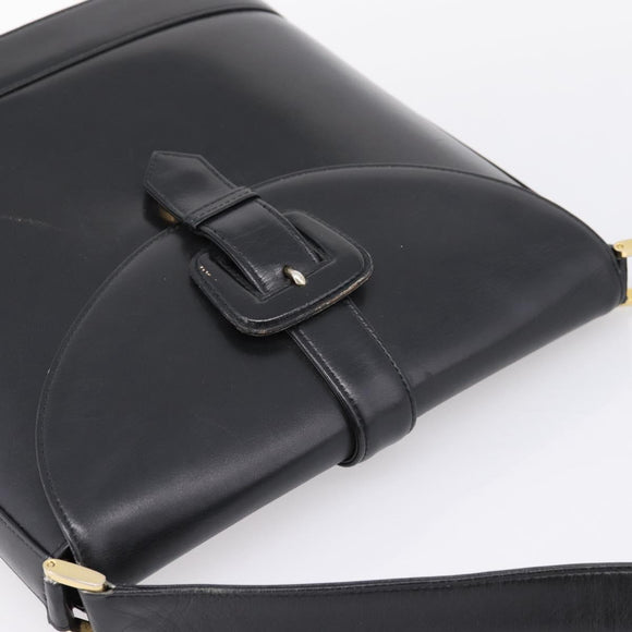 Saint Laurent Shoulder Bag Leather Black Gold Auth bs37531