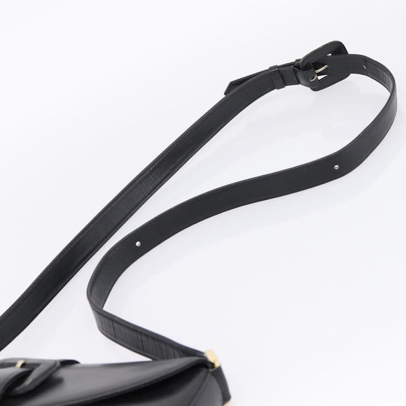 Saint Laurent Shoulder Bag Leather Black Gold Auth bs37531