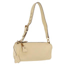 PRADA Shoulder Bag Leather Ivory Gold Auth bs37534-1