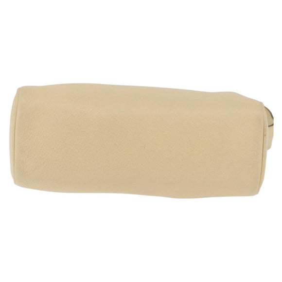 PRADA Shoulder Bag Leather Ivory Gold Auth bs37534