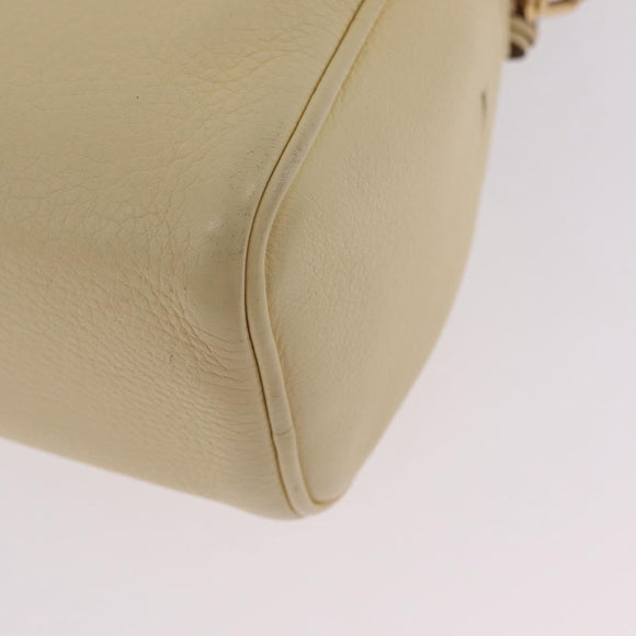 PRADA Shoulder Bag Leather Ivory Gold Auth bs37534