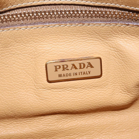 PRADA Shoulder Bag Leather Ivory Gold Auth bs37534