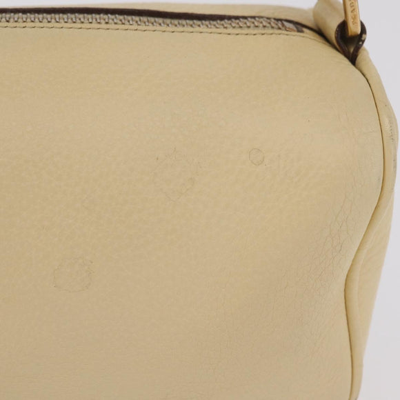 PRADA Shoulder Bag Leather Ivory Gold Auth bs37534