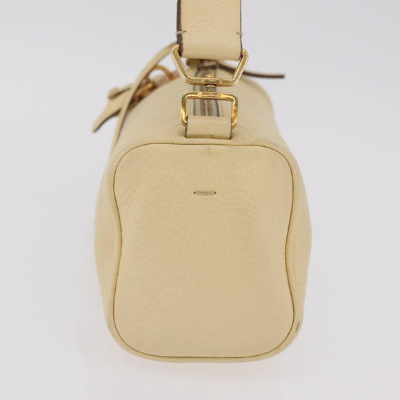PRADA Shoulder Bag Leather Ivory Gold Auth bs37534