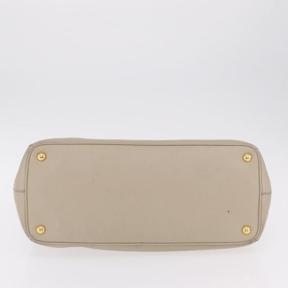 PRADA Hand Bag Saffiano Beige Gold Auth bs37538