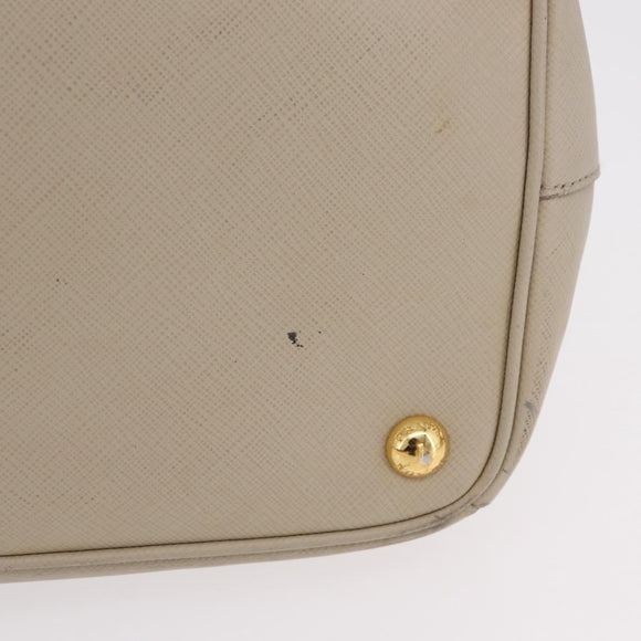 PRADA Hand Bag Saffiano Beige Gold Auth bs37538