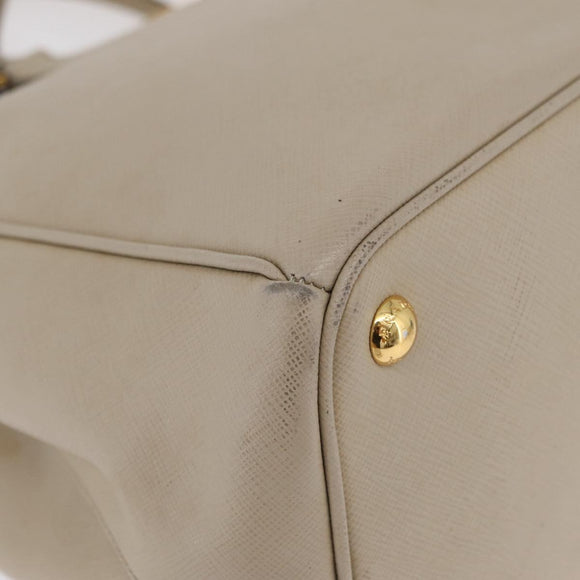 PRADA Hand Bag Saffiano Beige Gold Auth bs37538