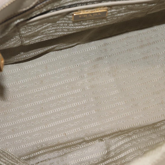 PRADA Hand Bag Saffiano Beige Gold Auth bs37538