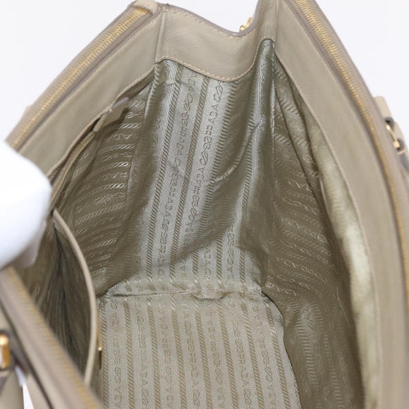 PRADA Hand Bag Saffiano Beige Gold Auth bs37538