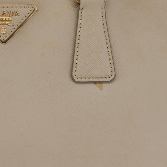 PRADA Hand Bag Saffiano Beige Gold Auth bs37538
