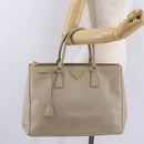 PRADA Hand Bag Saffiano Beige Gold Auth bs37538-30