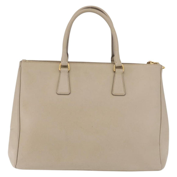 PRADA Hand Bag Saffiano Beige Gold Auth bs37538