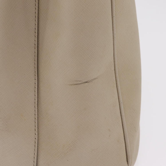 PRADA Hand Bag Saffiano Beige Gold Auth bs37538