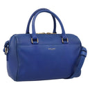 Saint Laurent Baby Duffel Hand Bag Leather 2way Blue Gold Auth bs37540-1