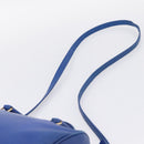 Saint Laurent Baby Duffel Hand Bag Leather 2way Blue Gold Auth bs37540-10