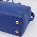 Saint Laurent Baby Duffel Hand Bag Leather 2way Blue Gold Auth bs37540-12