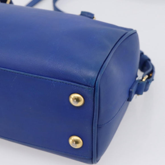 Saint Laurent Baby Duffel Hand Bag Leather 2way Blue Gold Auth bs37540