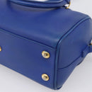 Saint Laurent Baby Duffel Hand Bag Leather 2way Blue Gold Auth bs37540-14