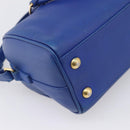 Saint Laurent Baby Duffel Hand Bag Leather 2way Blue Gold Auth bs37540-15