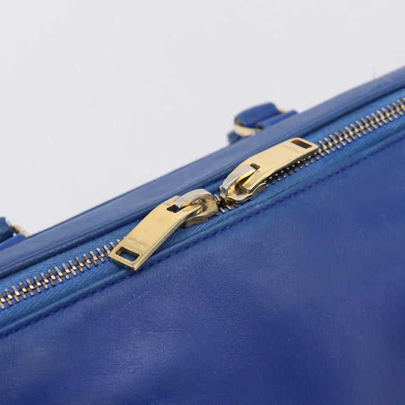 Saint Laurent Baby Duffel Hand Bag Leather 2way Blue Gold Auth bs37540