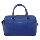 Saint Laurent Baby Duffel Hand Bag Leather 2way Blue Gold Auth bs37540-2