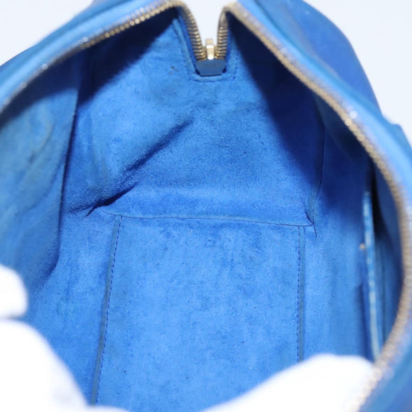Saint Laurent Baby Duffel Hand Bag Leather 2way Blue Gold Auth bs37540