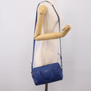Saint Laurent Baby Duffel Hand Bag Leather 2way Blue Gold Auth bs37540-24