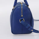 Saint Laurent Baby Duffel Hand Bag Leather 2way Blue Gold Auth bs37540-4