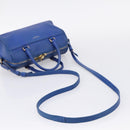 Saint Laurent Baby Duffel Hand Bag Leather 2way Blue Gold Auth bs37540-9