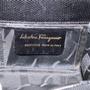 Salvatore Ferragamo Vala Chain Bag Leather Embossed Black Gold Auth bs37541-12