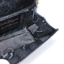 Salvatore Ferragamo Vala Chain Bag Leather Embossed Black Gold Auth bs37541-19