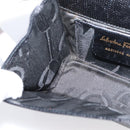 Salvatore Ferragamo Vala Chain Bag Leather Embossed Black Gold Auth bs37541-20