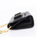Salvatore Ferragamo Vala Chain Bag Leather Embossed Black Gold Auth bs37541-3