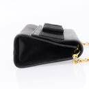 Salvatore Ferragamo Vala Chain Bag Leather Embossed Black Gold Auth bs37541-4