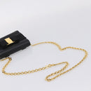 Salvatore Ferragamo Vala Chain Bag Leather Embossed Black Gold Auth bs37541-7