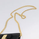 Salvatore Ferragamo Vala Chain Bag Leather Embossed Black Gold Auth bs37541-14