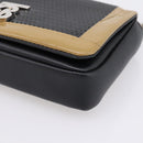 BURBERRY Chain Shoulder Bag Leather Sequins Black Silver Auth bs37543V-10