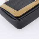 BURBERRY Chain Shoulder Bag Leather Sequins Black Silver Auth bs37543V-11