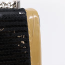 BURBERRY Chain Shoulder Bag Leather Sequins Black Silver Auth bs37543V-14