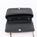 BURBERRY Chain Shoulder Bag Leather Sequins Black Silver Auth bs37543V-17