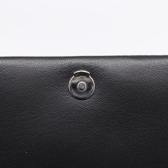 BURBERRY Chain Shoulder Bag Leather Sequins Black Silver Auth bs37543V