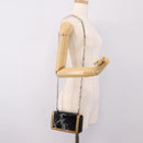 BURBERRY Chain Shoulder Bag Leather Sequins Black Silver Auth bs37543V-25