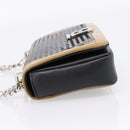 BURBERRY Chain Shoulder Bag Leather Sequins Black Silver Auth bs37543V-4