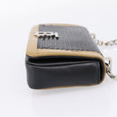 BURBERRY Chain Shoulder Bag Leather Sequins Black Silver Auth bs37543V-5